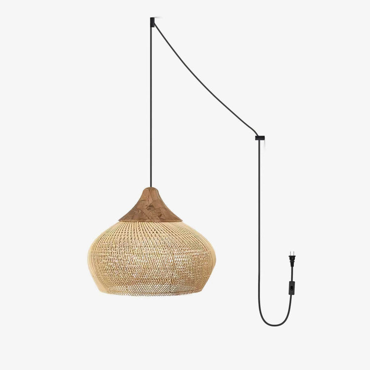 Braided Rattan Swag Pendant Lamp