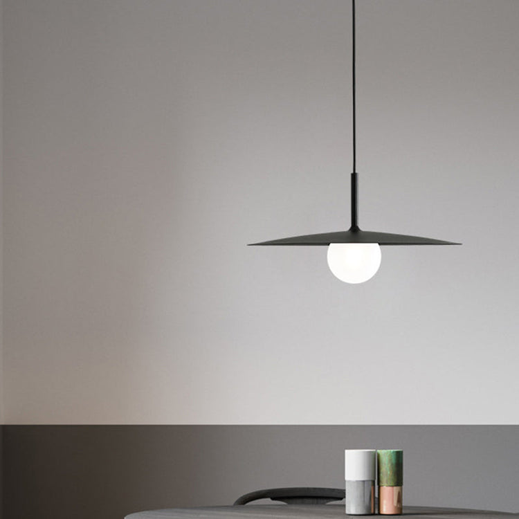 Modern Nordic Hanging Pendant Light with Milk Glass Shade - Single Bulb Ceiling Fixture in Black/Grey/White. 10/12.5 Width