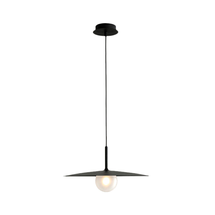 Modern Nordic Hanging Pendant Light with Milk Glass Shade - Single Bulb Ceiling Fixture in Black/Grey/White. 10/12.5 Width