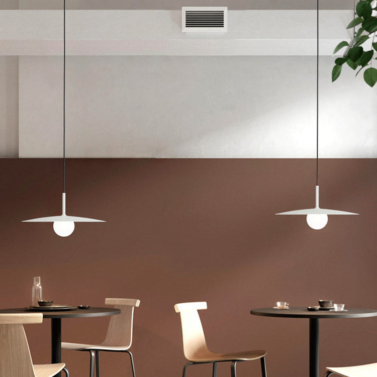 Modern Nordic Hanging Pendant Light with Milk Glass Shade - Single Bulb Ceiling Fixture in Black/Grey/White. 10/12.5 Width