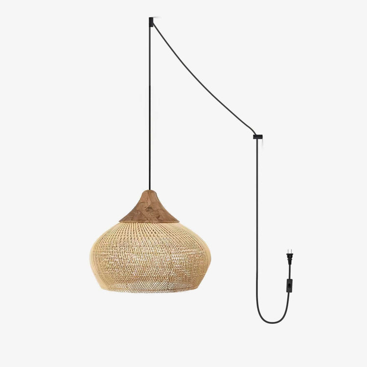 Braided Rattan Swag Pendant Lamp