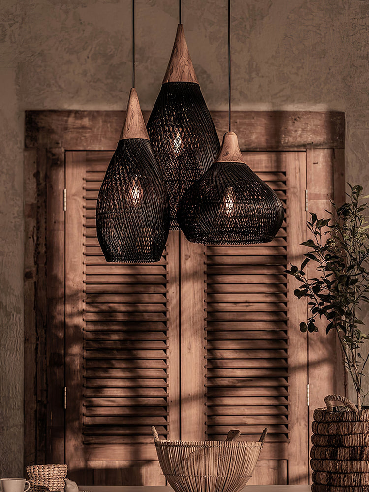 Braided Rattan Swag Pendant Lamp