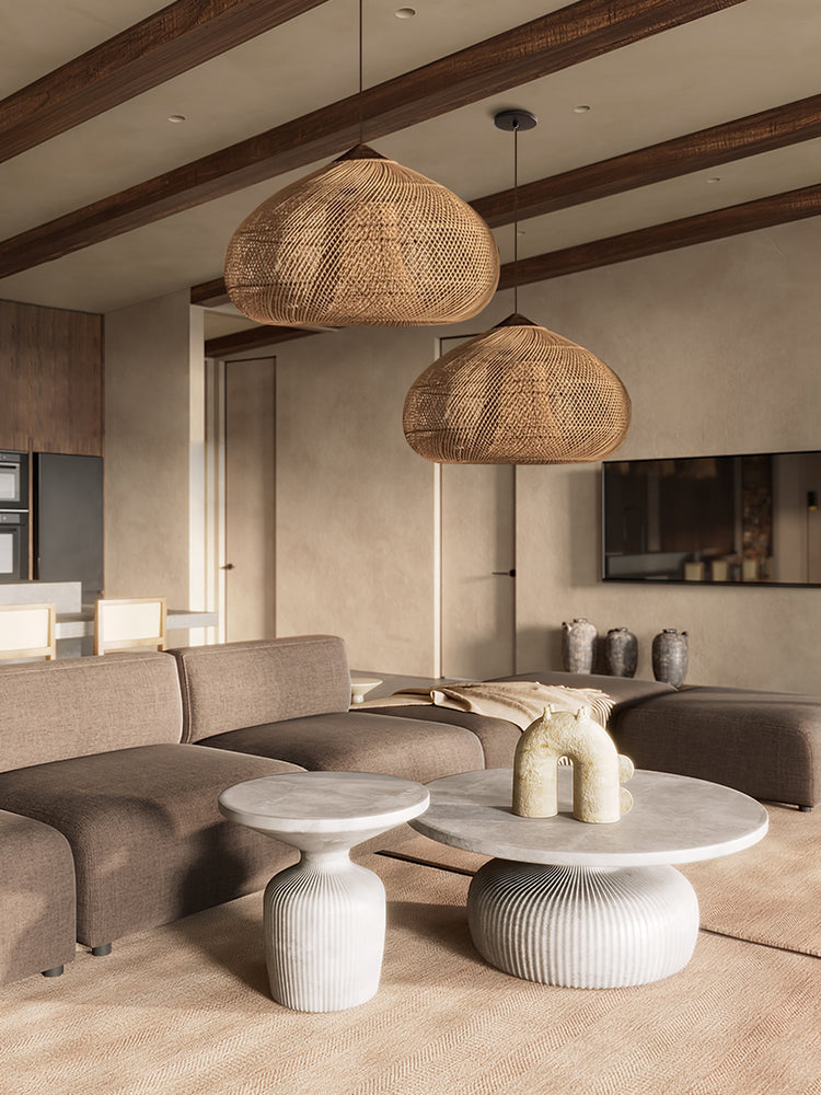 Braided Rattan Swag Pendant Lamp