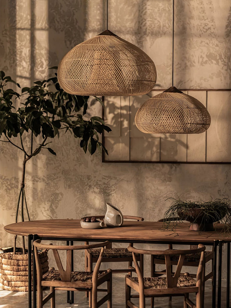 Braided Rattan Swag Pendant Lamp