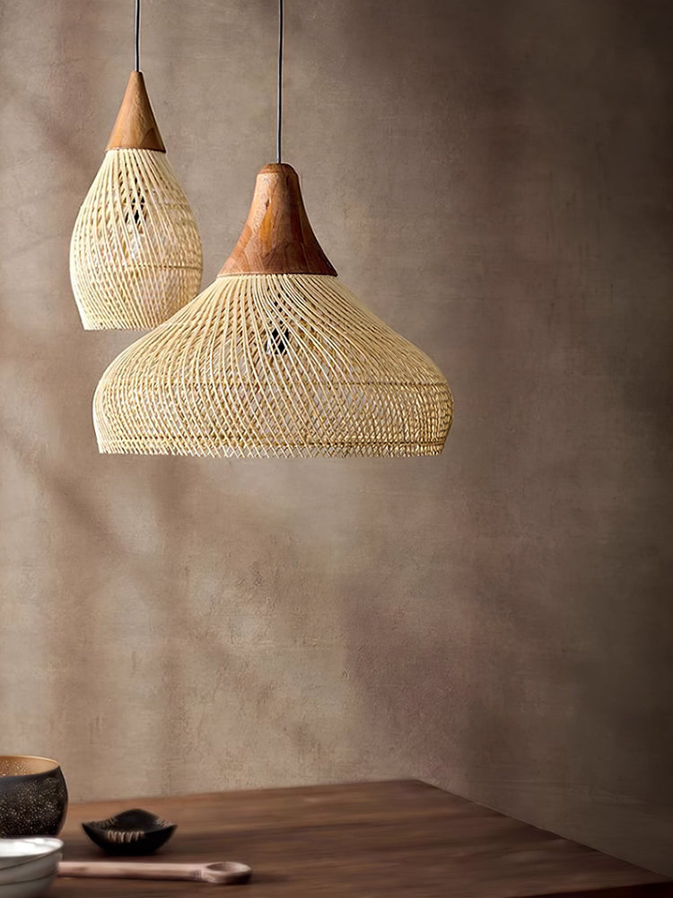 Braided Rattan Swag Pendant Lamp