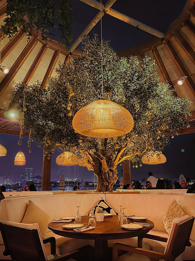 Braided Rattan Swag Pendant Lamp