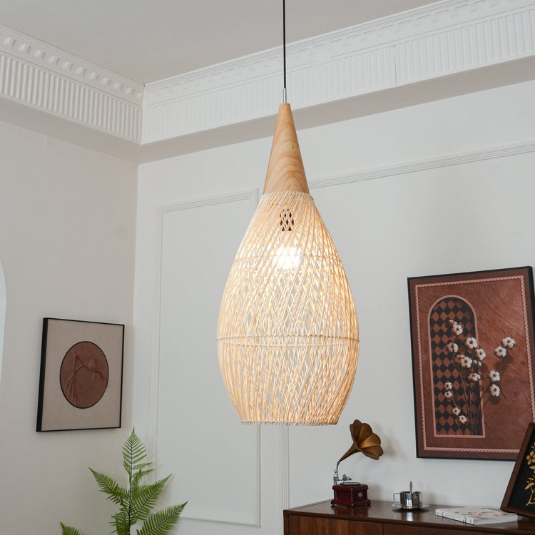 Braided Rattan Swag Pendant Lamp