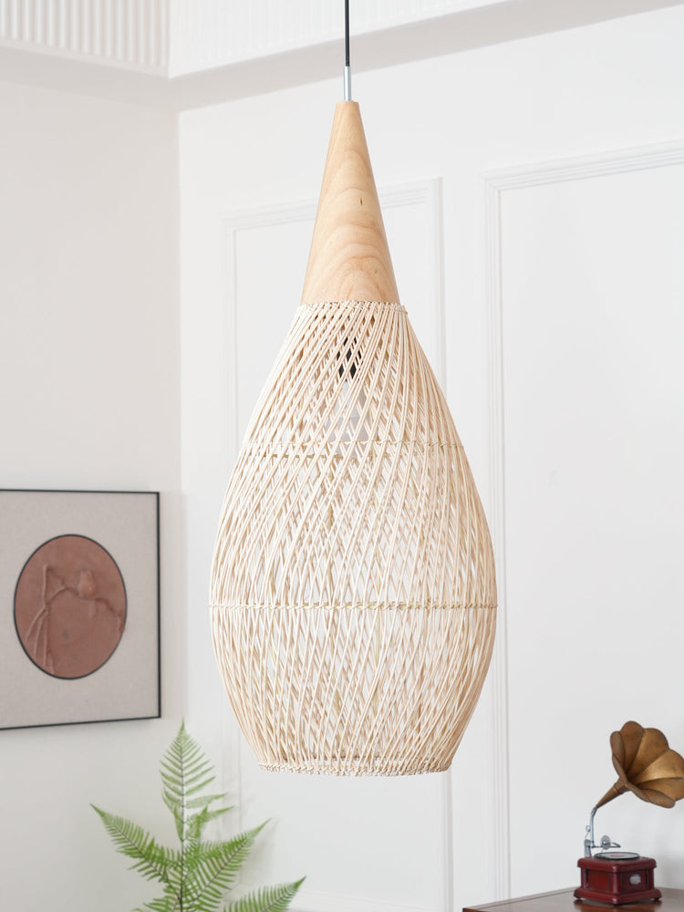 Braided Rattan Swag Pendant Lamp