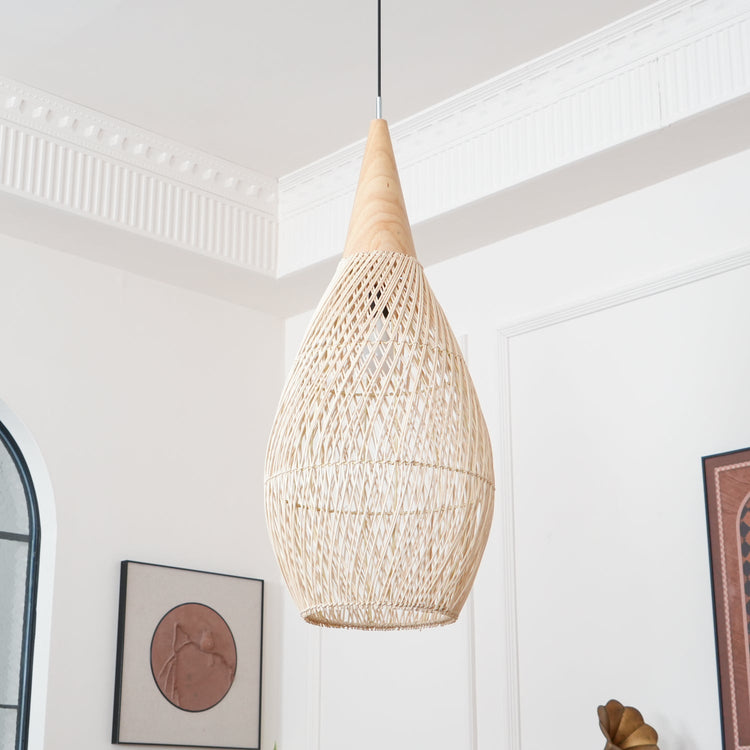 Braided Rattan Swag Pendant Lamp