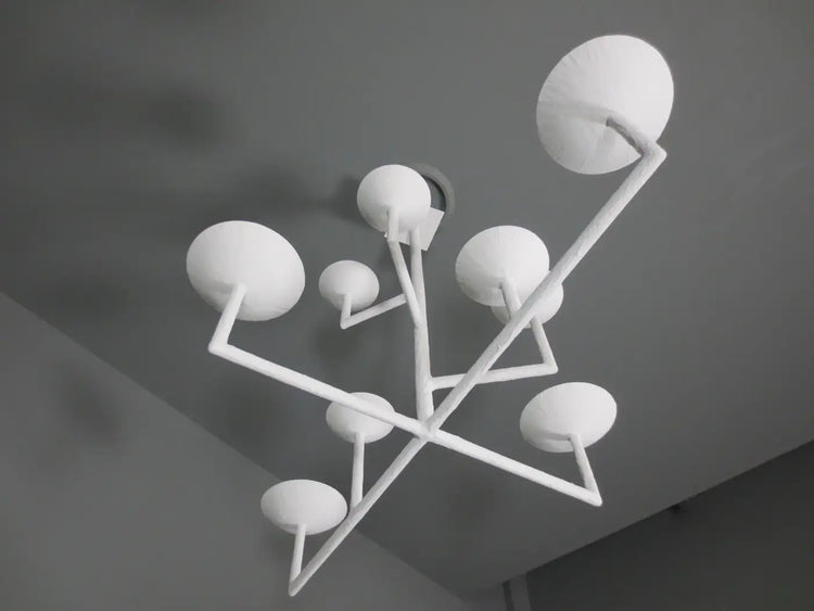 9 Cup Rectangular Chandelier with White Finish