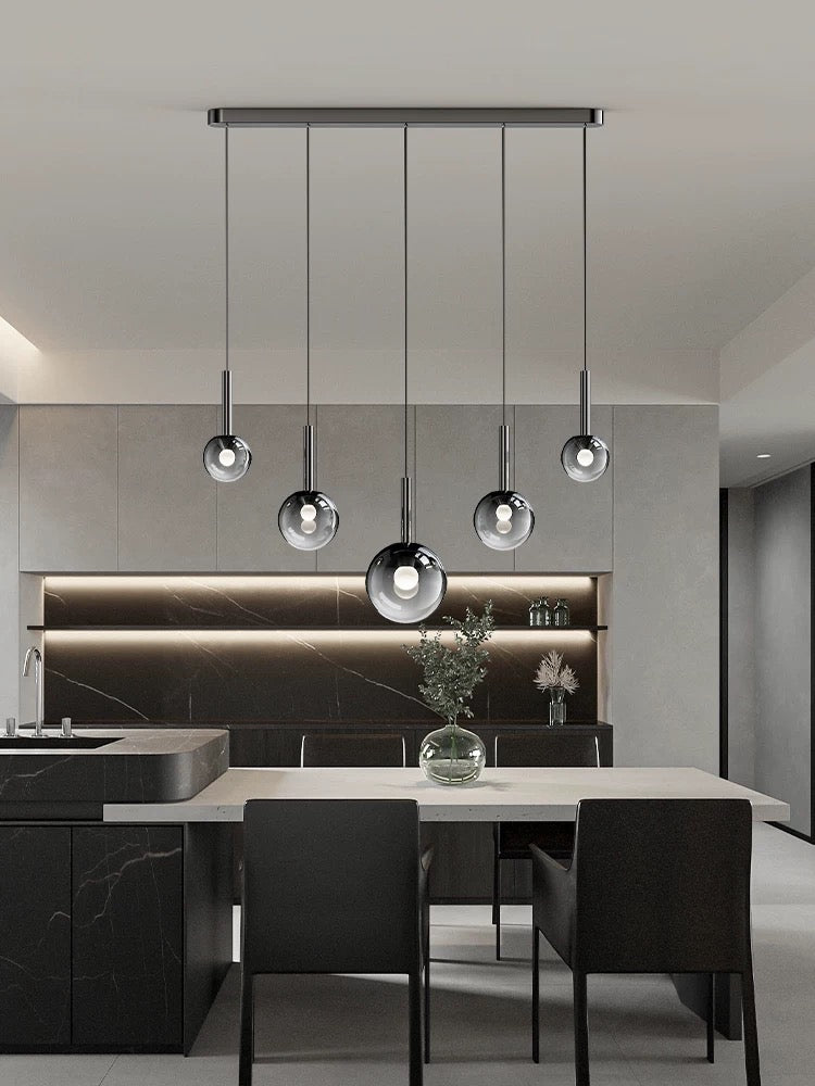 Modern Staircase Chandelier With Gradient Glass Globes