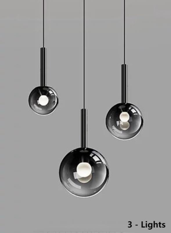 Modern Staircase Chandelier With Gradient Glass Globes