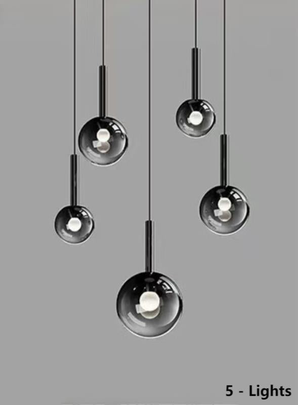 Modern Staircase Chandelier With Gradient Glass Globes