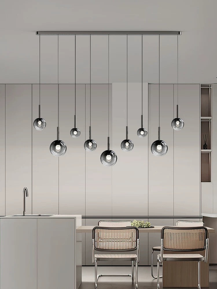 Modern Staircase Chandelier With Gradient Glass Globes