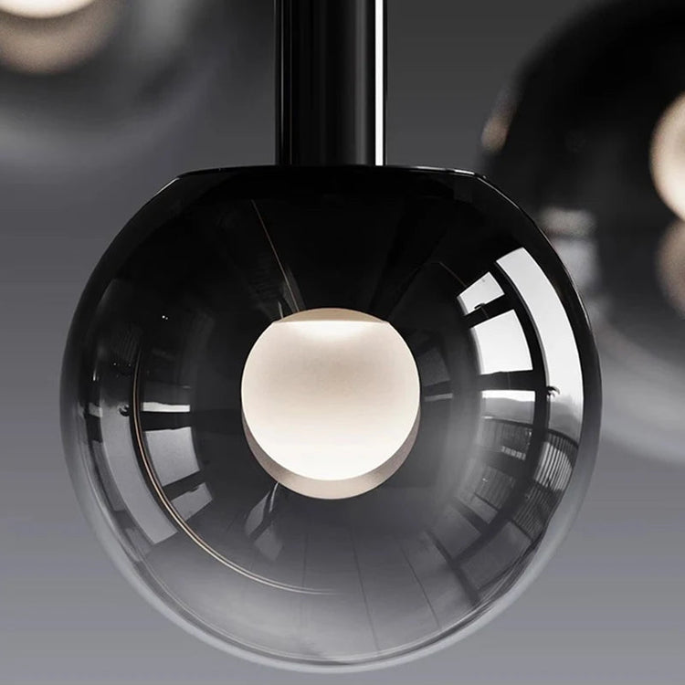 Modern Staircase Chandelier With Gradient Glass Globes