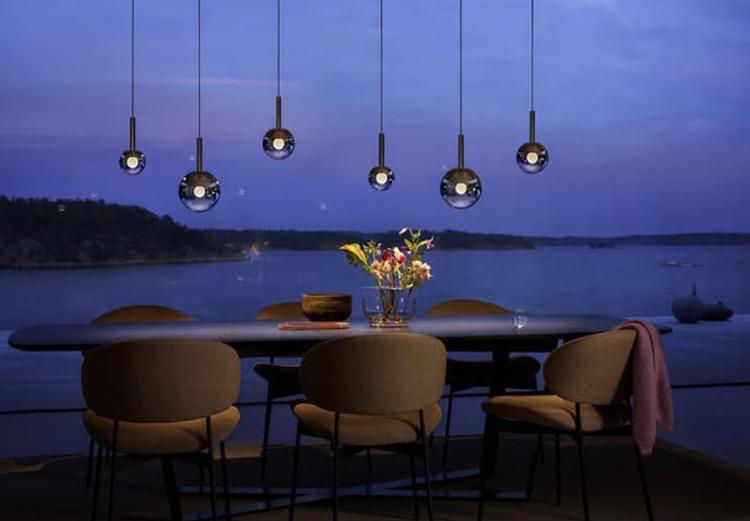 Modern Staircase Chandelier With Gradient Glass Globes
