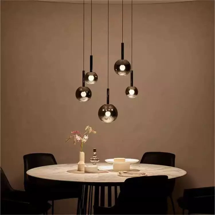 Modern Staircase Chandelier With Gradient Glass Globes