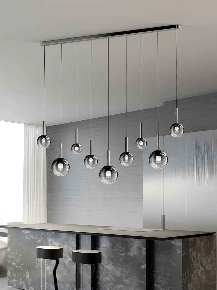 Modern Staircase Chandelier With Gradient Glass Globes