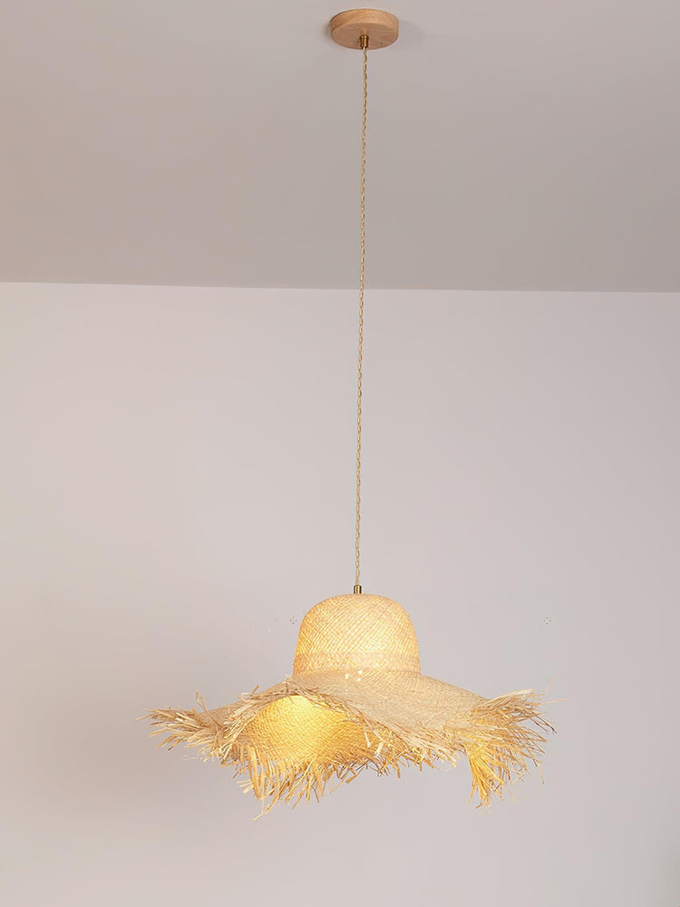 Rattan Straw Hat Pendant Light