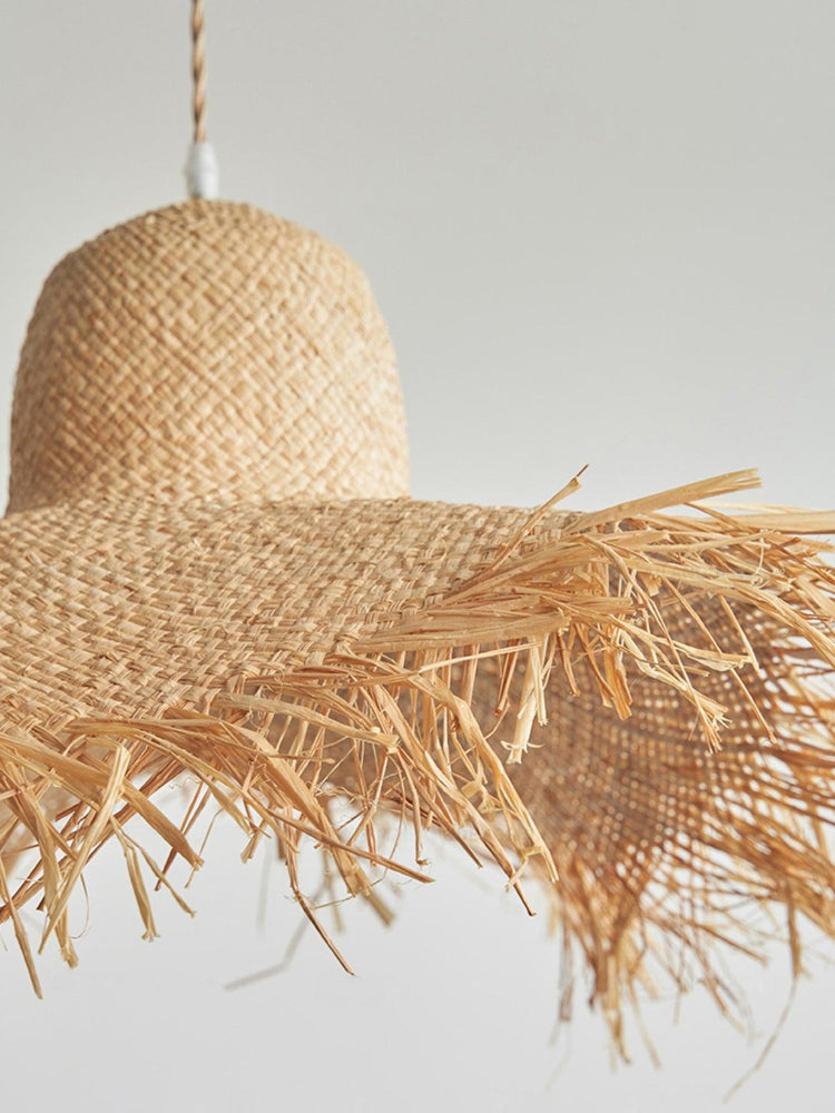 Rattan Straw Hat Pendant Light