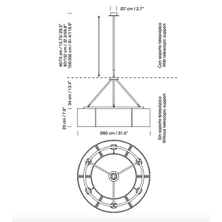 Santa Cole Sexta Suspension Lamp by Miguel Mila