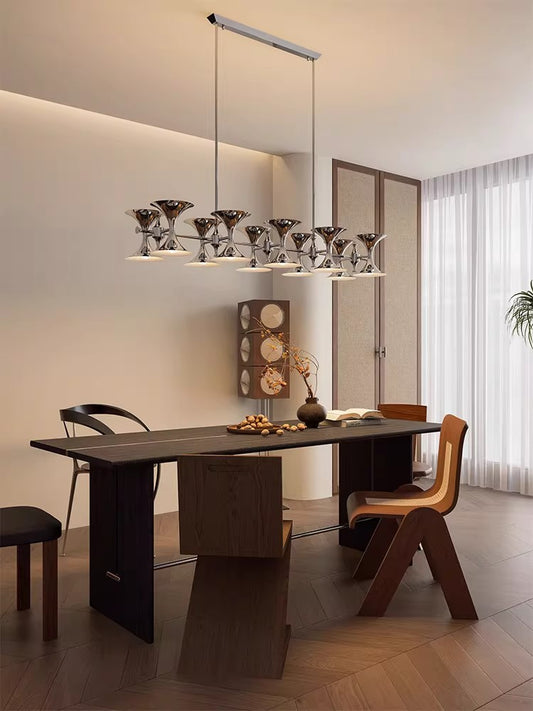 Bauhaus Horn Chandelier – Vintage Mid-Century Double-Sided Lighting Pendant