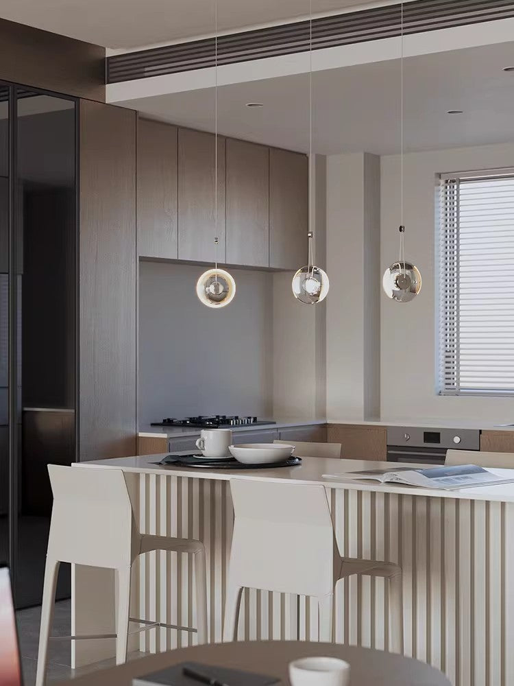 Modern minimalist luxury floating crystal chandelier | Minimalist artistic translucent disc design | Nordic style lighting fixture for living room, dining room, and staircase.