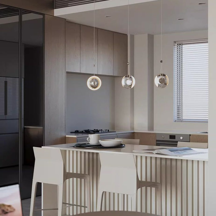 Modern minimalist luxury floating crystal chandelier | Minimalist artistic translucent disc design | Nordic style lighting fixture for living room, dining room, and staircase.