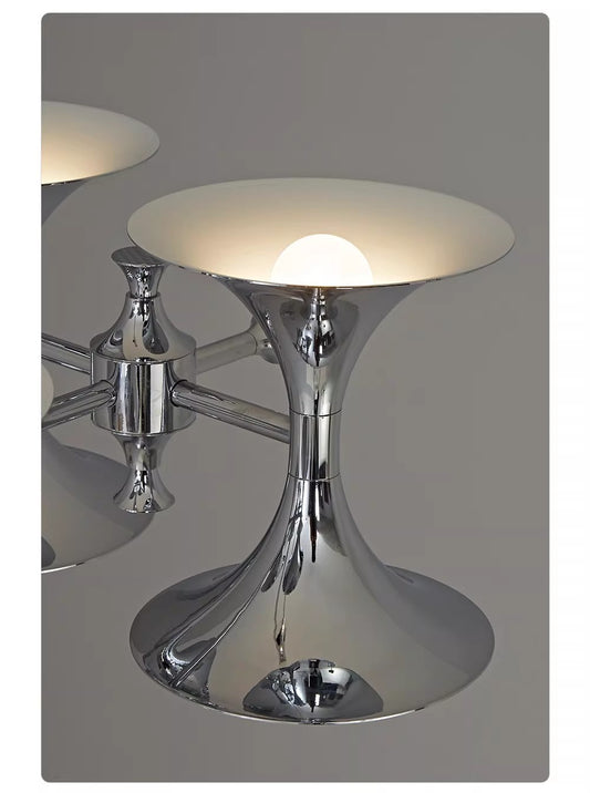 Bauhaus Horn Chandelier – Vintage Mid-Century Double-Sided Lighting Pendant