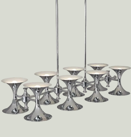 Bauhaus Horn Chandelier – Vintage Mid-Century Double-Sided Lighting Pendant