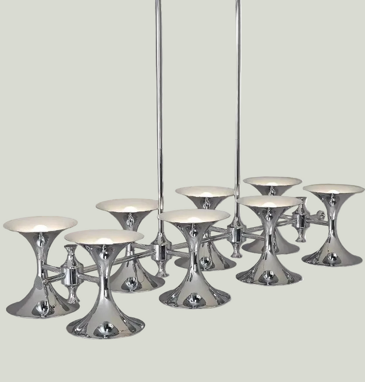 Bauhaus Horn Chandelier – Vintage Mid-Century Double-Sided Lighting Pendant