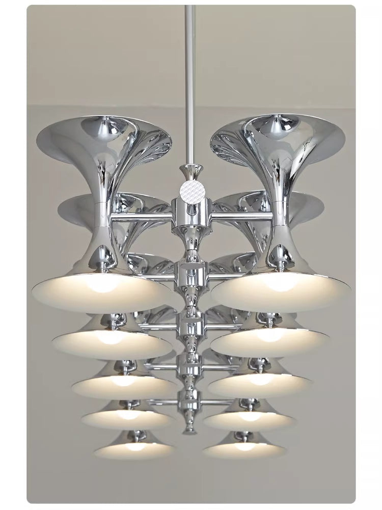 Bauhaus Horn Chandelier – Vintage Mid-Century Double-Sided Lighting Pendant