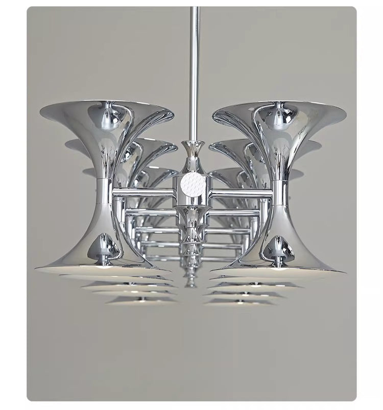 Bauhaus Horn Chandelier – Vintage Mid-Century Double-Sided Lighting Pendant