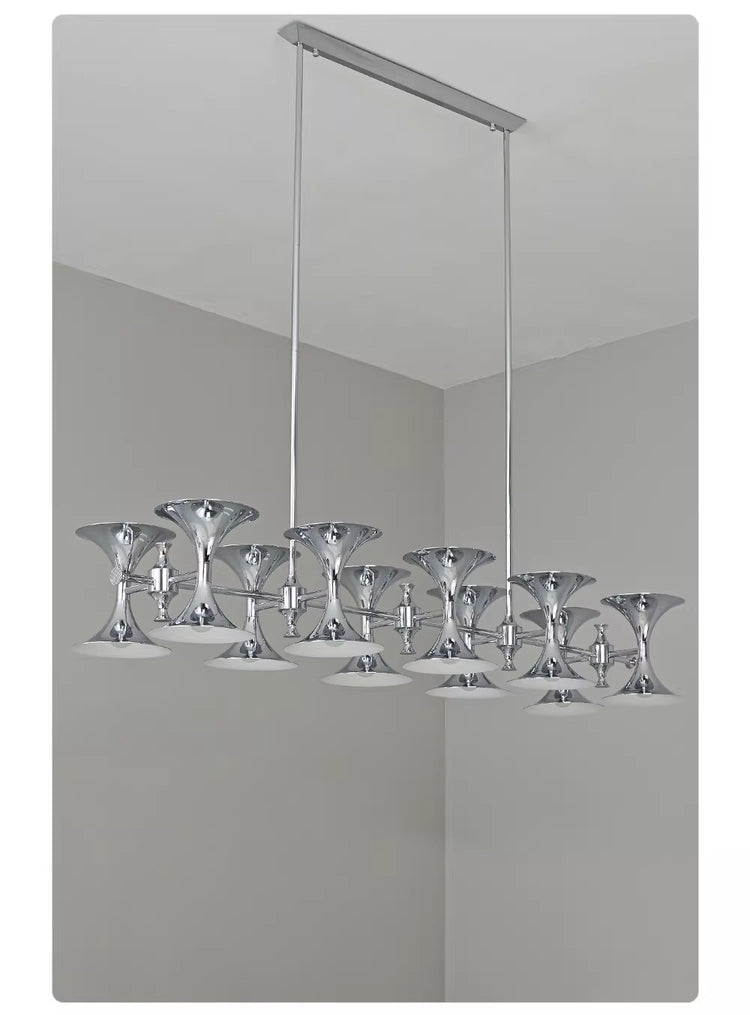 Bauhaus Horn Chandelier – Vintage Mid-Century Double-Sided Lighting Pendant