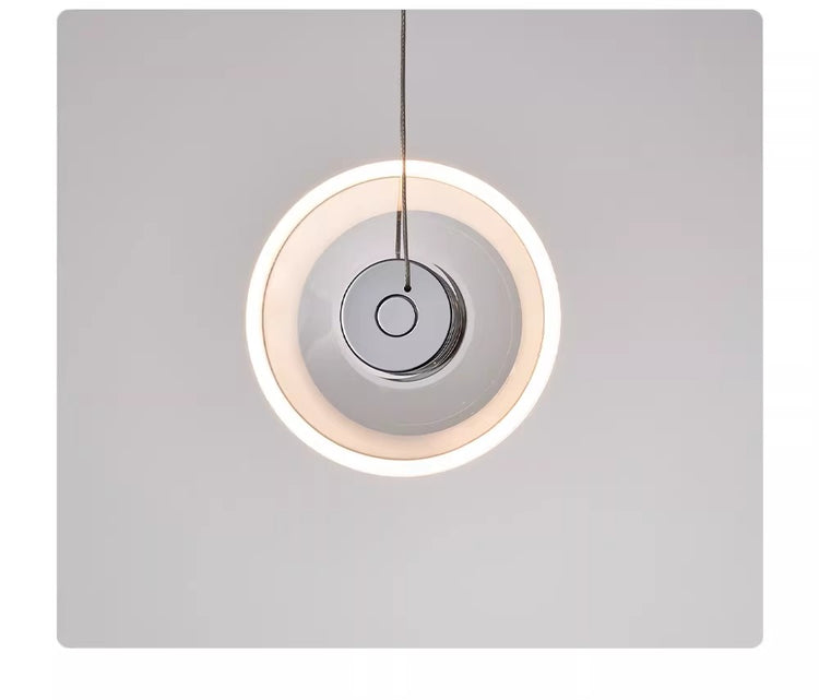 Modern minimalist luxury floating crystal chandelier | Minimalist artistic translucent disc design | Nordic style lighting fixture for living room, dining room, and staircase.