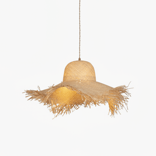 Rattan Straw Hat Pendant Light