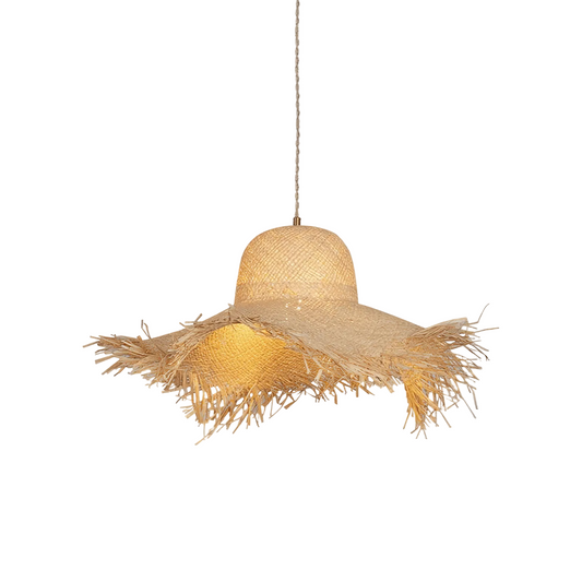 Rattan Straw Hat Pendant Light