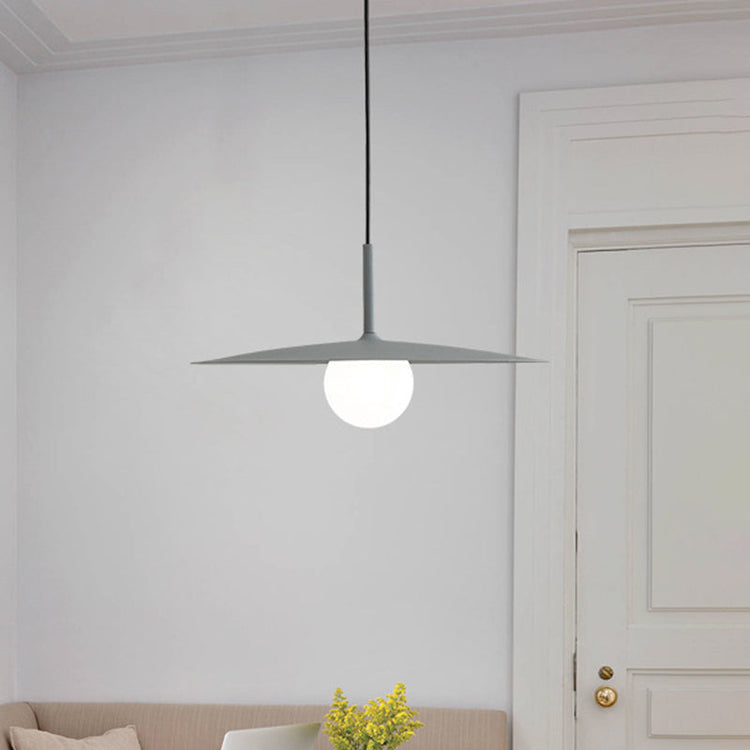 Modern Nordic Hanging Pendant Light with Milk Glass Shade - Single Bulb Ceiling Fixture in Black/Grey/White. 10/12.5 Width