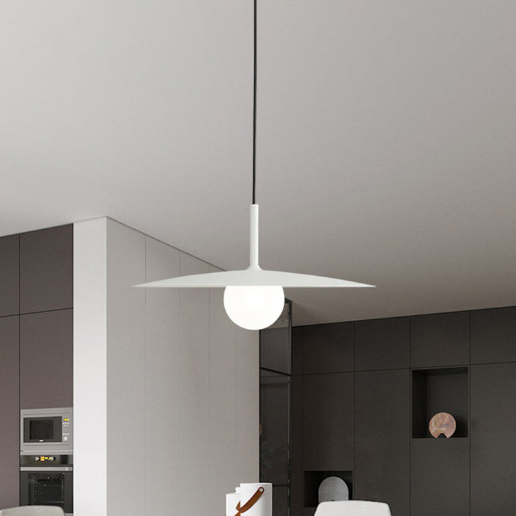 Modern Nordic Hanging Pendant Light with Milk Glass Shade - Single Bulb Ceiling Fixture in Black/Grey/White. 10/12.5 Width