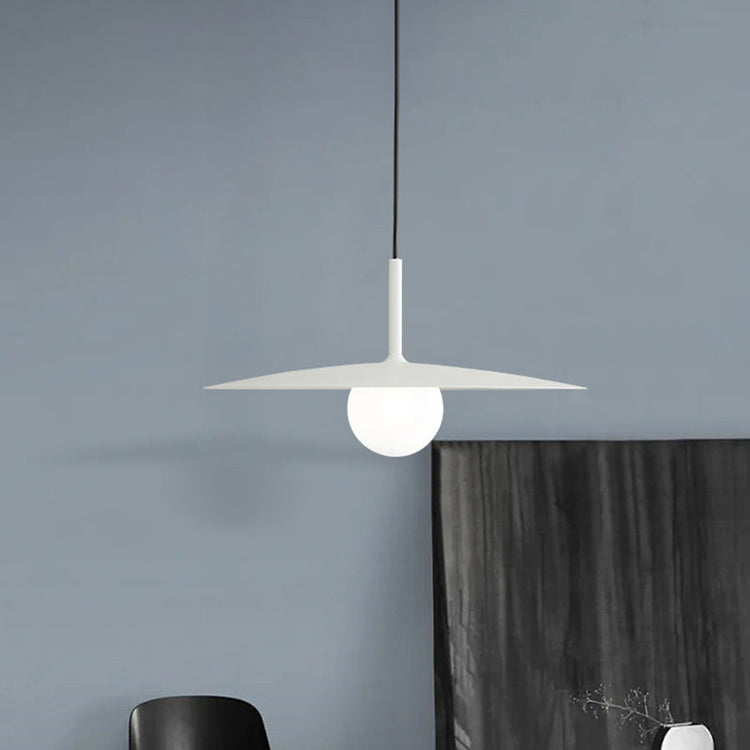 Modern Nordic Hanging Pendant Light with Milk Glass Shade - Single Bulb Ceiling Fixture in Black/Grey/White. 10/12.5 Width