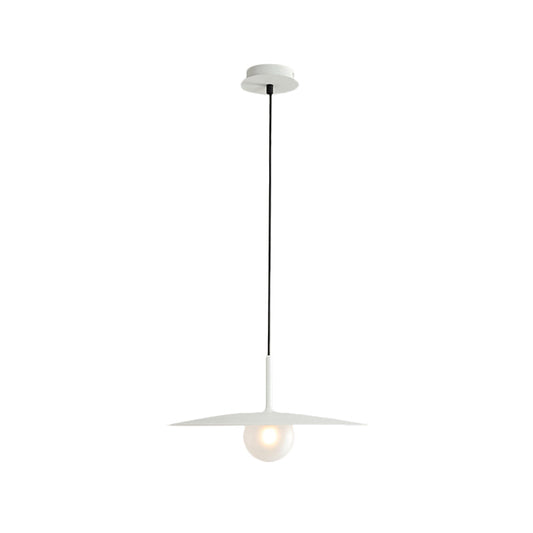 Modern Nordic Hanging Pendant Light with Milk Glass Shade - Single Bulb Ceiling Fixture in Black/Grey/White. 10/12.5 Width