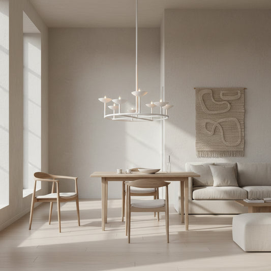 Circle of 8 Cups Plaster Chandelier