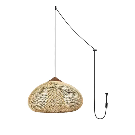Braided Rattan Swag Pendant Lamp