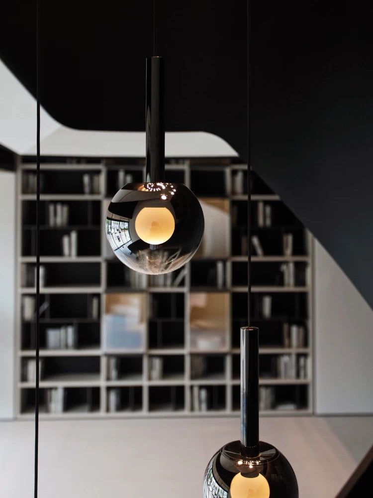 Modern Staircase Chandelier With Gradient Glass Globes