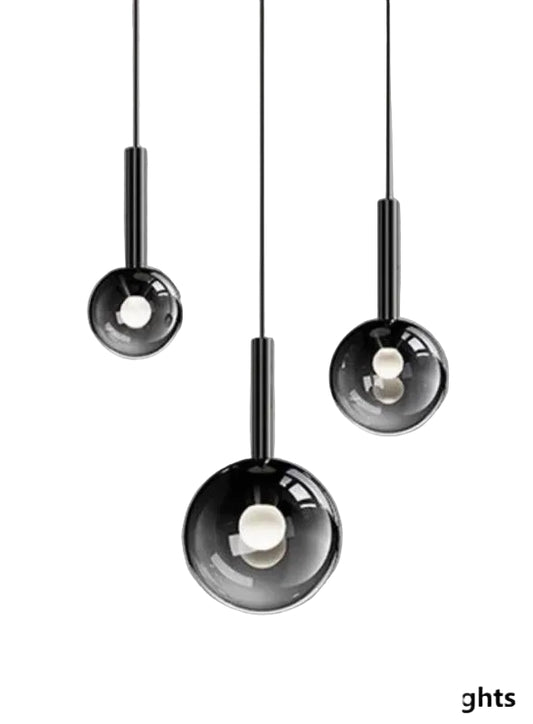 Modern Staircase Chandelier With Gradient Glass Globes