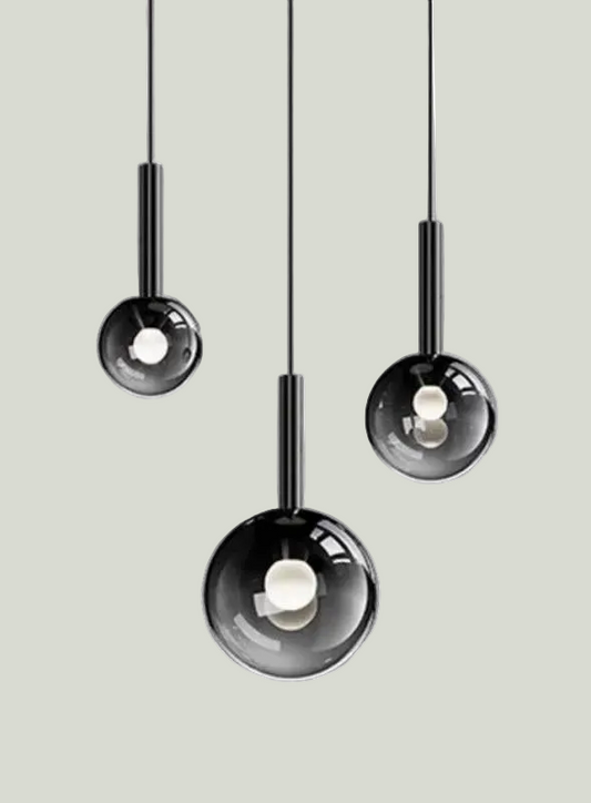 Modern Staircase Chandelier With Gradient Glass Globes