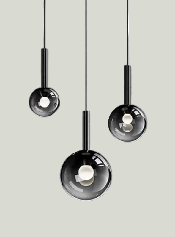 Modern Staircase Chandelier With Gradient Glass Globes