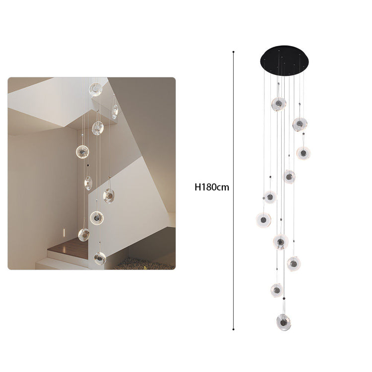 Modern minimalist luxury floating crystal chandelier | Minimalist artistic translucent disc design | Nordic style lighting fixture for living room, dining room, and staircase.