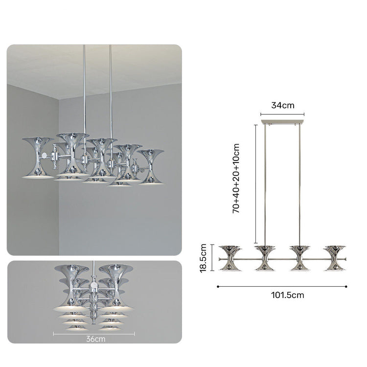 Bauhaus Horn Chandelier – Vintage Mid-Century Double-Sided Lighting Pendant