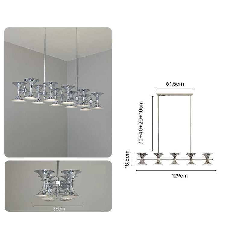 Bauhaus Horn Chandelier – Vintage Mid-Century Double-Sided Lighting Pendant